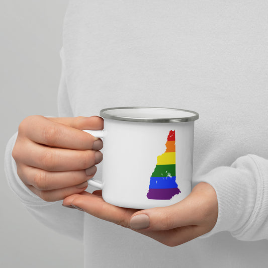 New Hampshire Rainbow Flag Gay Pride Enamel Mug