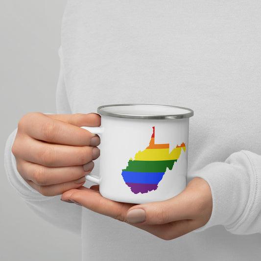 West Virginia Rainbow Flag Gay Pride Enamel Mug