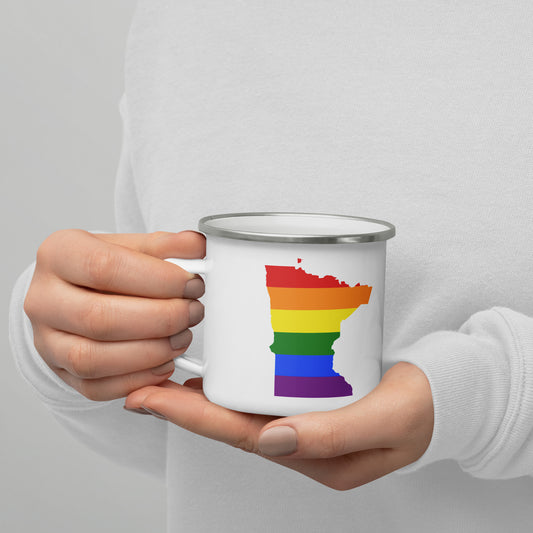 Minnesota Rainbow Flag Gay Pride Enamel Mug