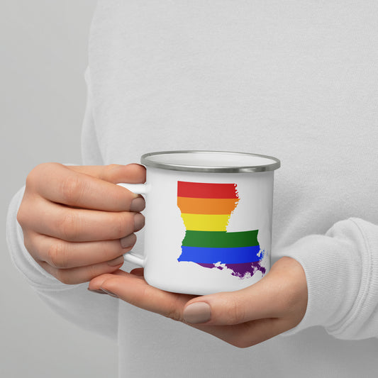 Louisiana Rainbow Flag Gay Pride Enamel Mug