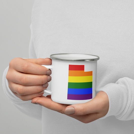 Utah Rainbow Flag Gay Pride Enamel Mug