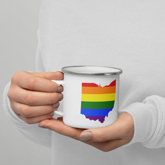 Ohio Rainbow Flag Gay Pride Enamel Mug