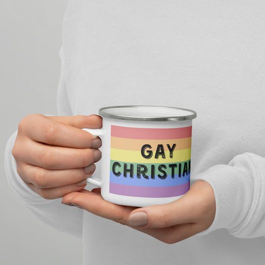 Gay Christian Rainbow Flag Enamel Mug