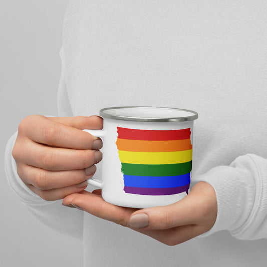 Iowa Rainbow Flag Gay Pride Enamel Mug